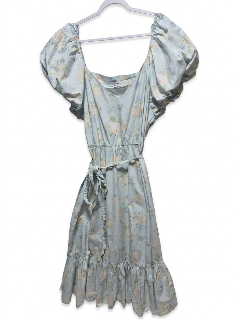 LoveShackFancy x Target 22W Blue Floral Puff Sleeve Midi Dress Cottagecore